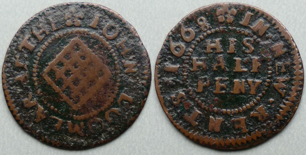 New Rents, John Loomear 1668 halfpenny New Rents, John Loomear 1668 halfpenny